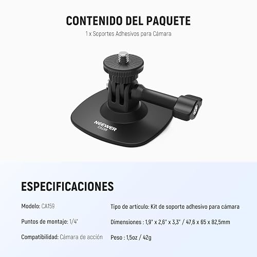 NEEWER - Soporte calcomanía Compatible con cámara de acción Insta 360 GoPro dji AKASO, Adaptador de Base Flexible para Casco de Automóvil con inclinación de 180°, para grabación de Video POV, transmisión