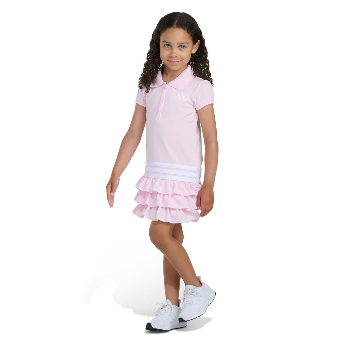 Adidas - Vestido de Polo de Manga Corta con Volantes para niñas