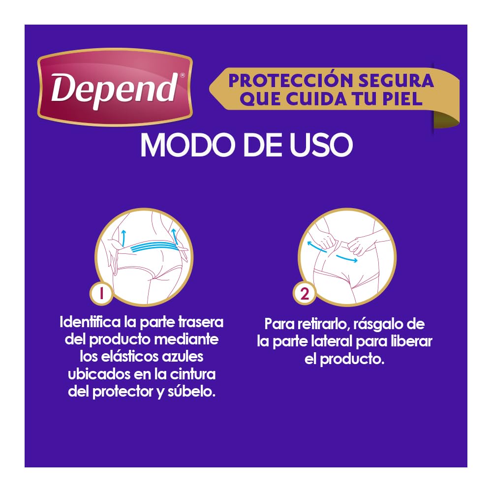 Depend Ropa Interior Nocturno Desechable para Incontinencia, Talla G-XG Unisex, Caja con 6 Paquetes de 10 Piezas (60 Piezas), con Tecnología Derma Protect, Protección segura que cuida tu piel.