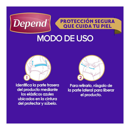 Depend Ropa Interior Nocturno Desechable para Incontinencia, Talla G-XG Unisex, Caja con 6 Paquetes de 10 Piezas (60 Piezas), con Tecnología Derma Protect, Protección segura que cuida tu piel.