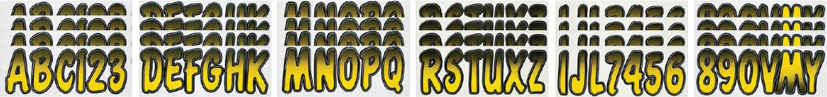 Hardline Products Series 200 Kit de número de Registro de Barco y PWC a Juego de fábrica de 3 Pulgadas, Amarillo/Negro - YEBKG200