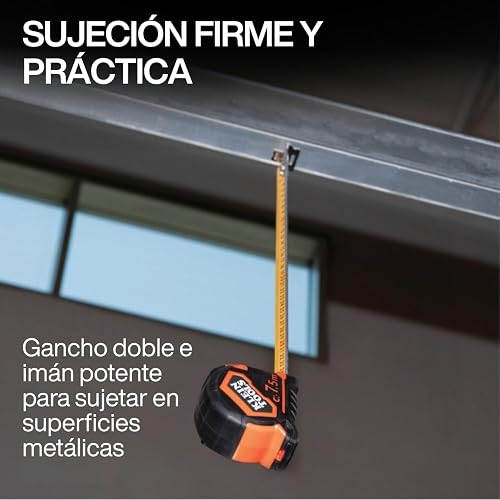 KLEIN TOOLS 9375 | Flexómetro Magnético | 7.5 M | Medición Precisa | Flexometro con imán potente para mayor control; su cinta metrica de doble lectura facilita mediciones precisas y rápidas.