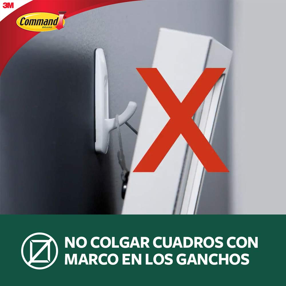 COMMAND 3M Gancho Adhesivo Removible de Metal Mediano Transparente 2 piezas | Soporta hasta 1.3 kg, Organiza interiores sin dañar superficies, No requiere herramientas, Fácil de instalar, Fijación segura