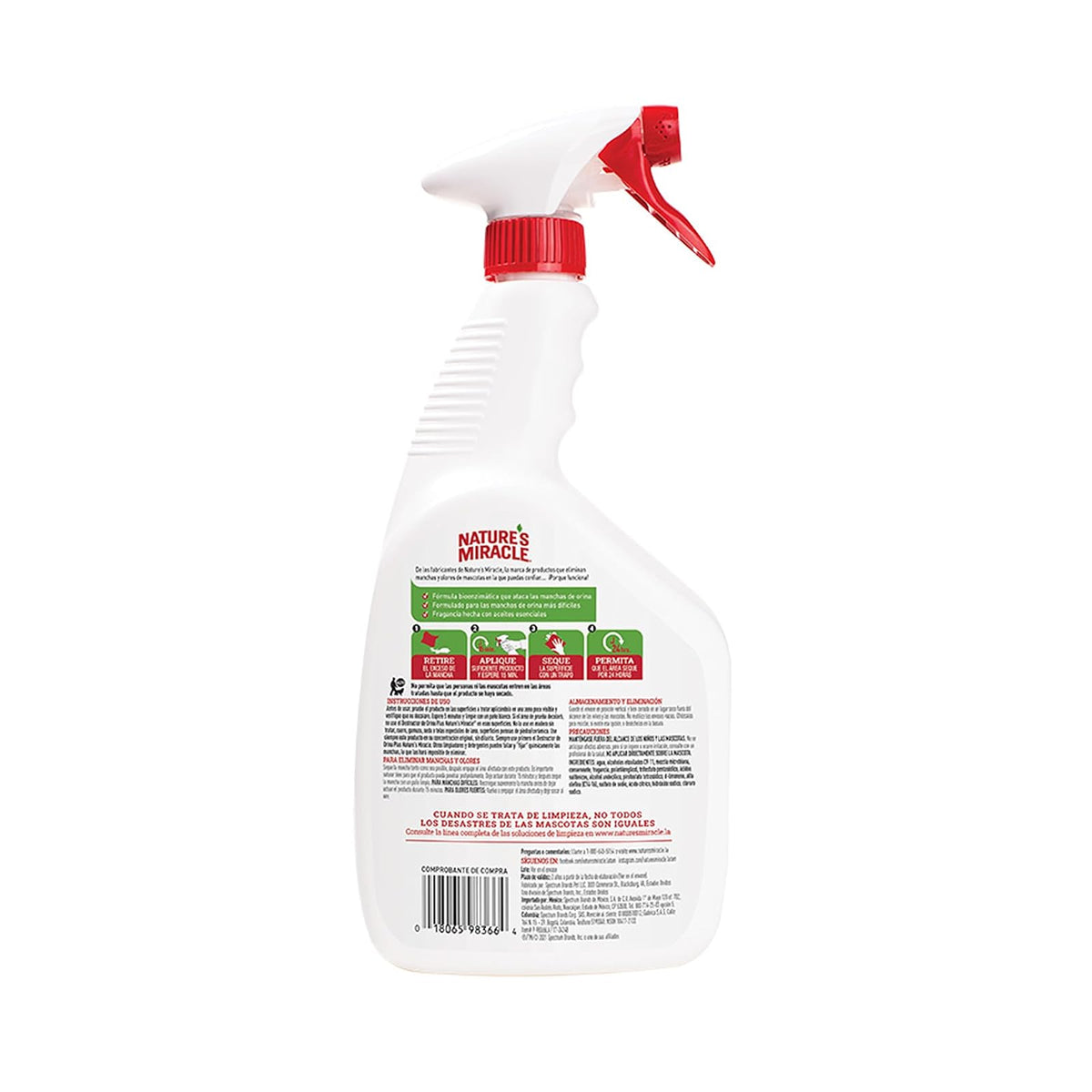 Nature's Miracle Destructor enzimático de orina y manchas para perro 946 ml