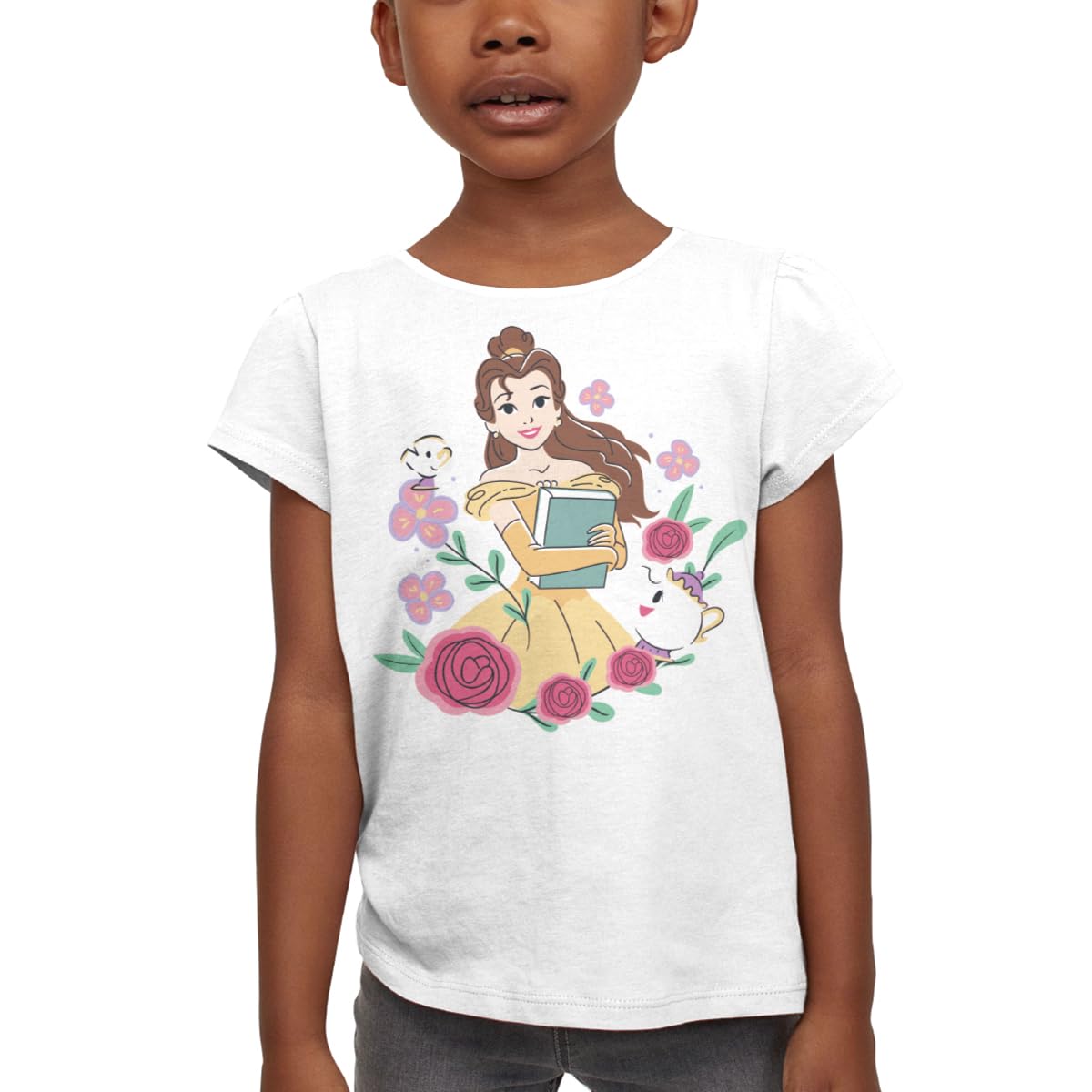 Disney Princesas Bella Playera Estampada para Niñas, Blanco