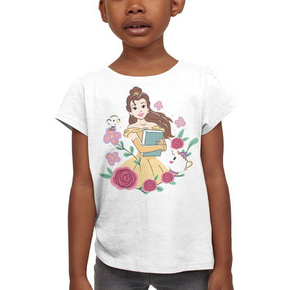 Disney Princesas Bella Playera Estampada para Niñas, Blanco