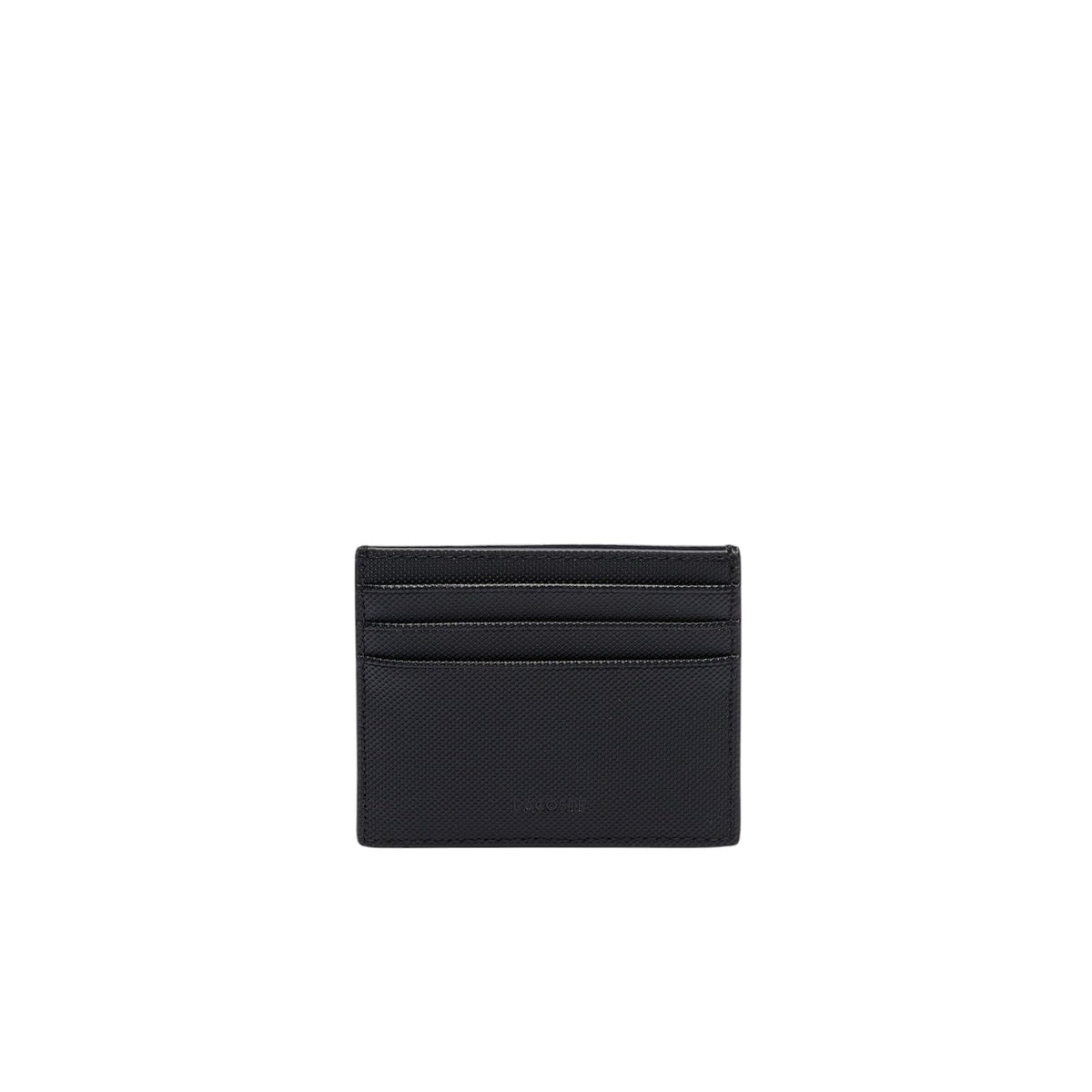 Lacoste Tarjetero de Poliuretano para Hombre Negro | Talla Única, protección RFID, piqué reciclado, 6 ranuras, cocodrilo tono en tono