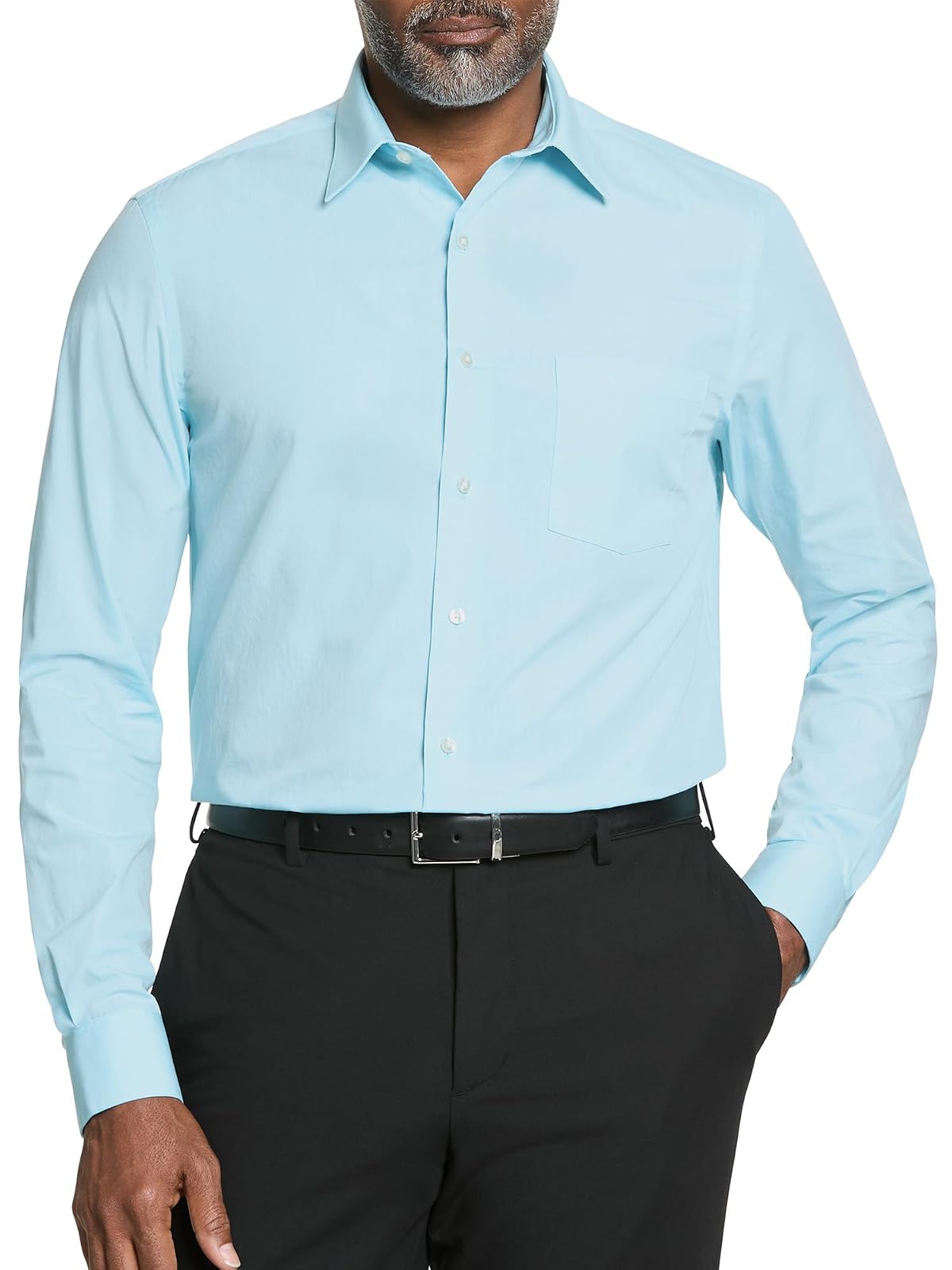 Van Heusen Camisa de Vestir Manga Larga para Hombre, Ajuste Regular - Mist - 17cm Cuello 34cm-35cm Manga