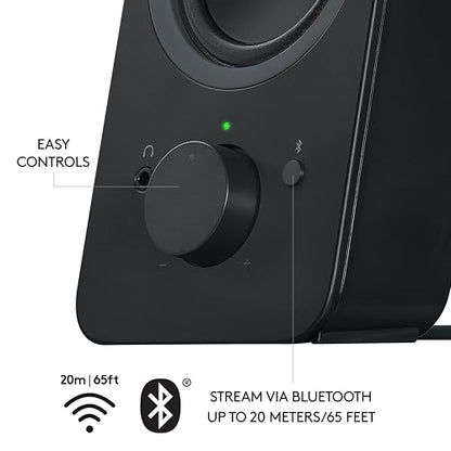 Logitech Z207 Sistema de Bocinas Bluetooth para PC, Sonido Estéreo, 10W de Pico, Entrada Audio 3.5 mm, Toma Auriculares, Multidispositivos, Computadora/TV/Smartphone/Tablet - Negro