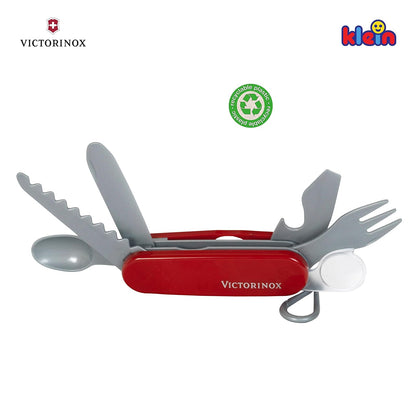 Victorinox Navaja de Bolsillo de Juguete, 8 Usos, Rojo, Navajas de juguete | Cuchillo de bolsillo de plástico para niños con sierra, cuchillo, tenedor y cuchara. Entrenamiento de habilidades motoras sin