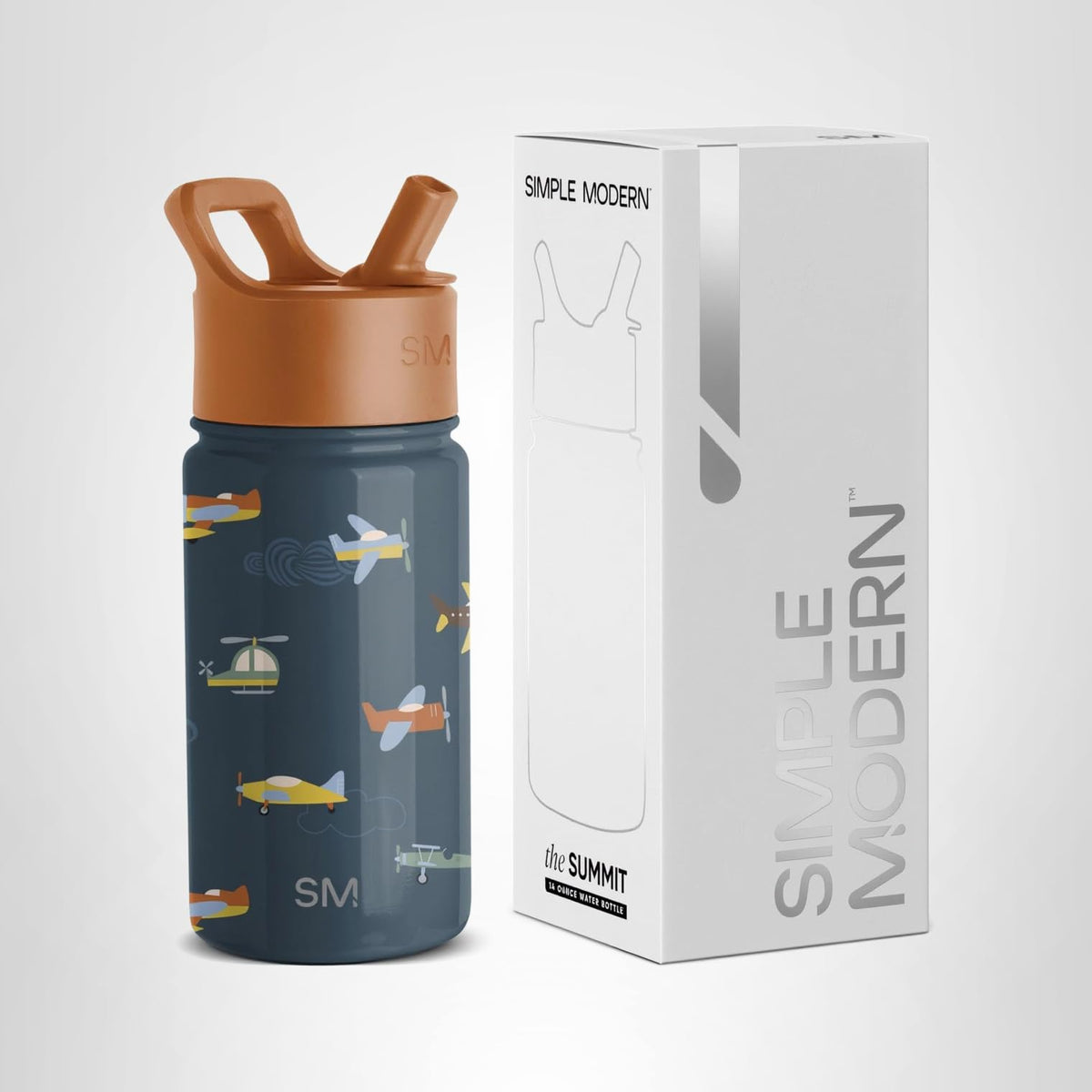 Simple Modern Summit Botella de Agua para Niños con Popote, 530 ml, Confetti - 415ml - -Wheels Up