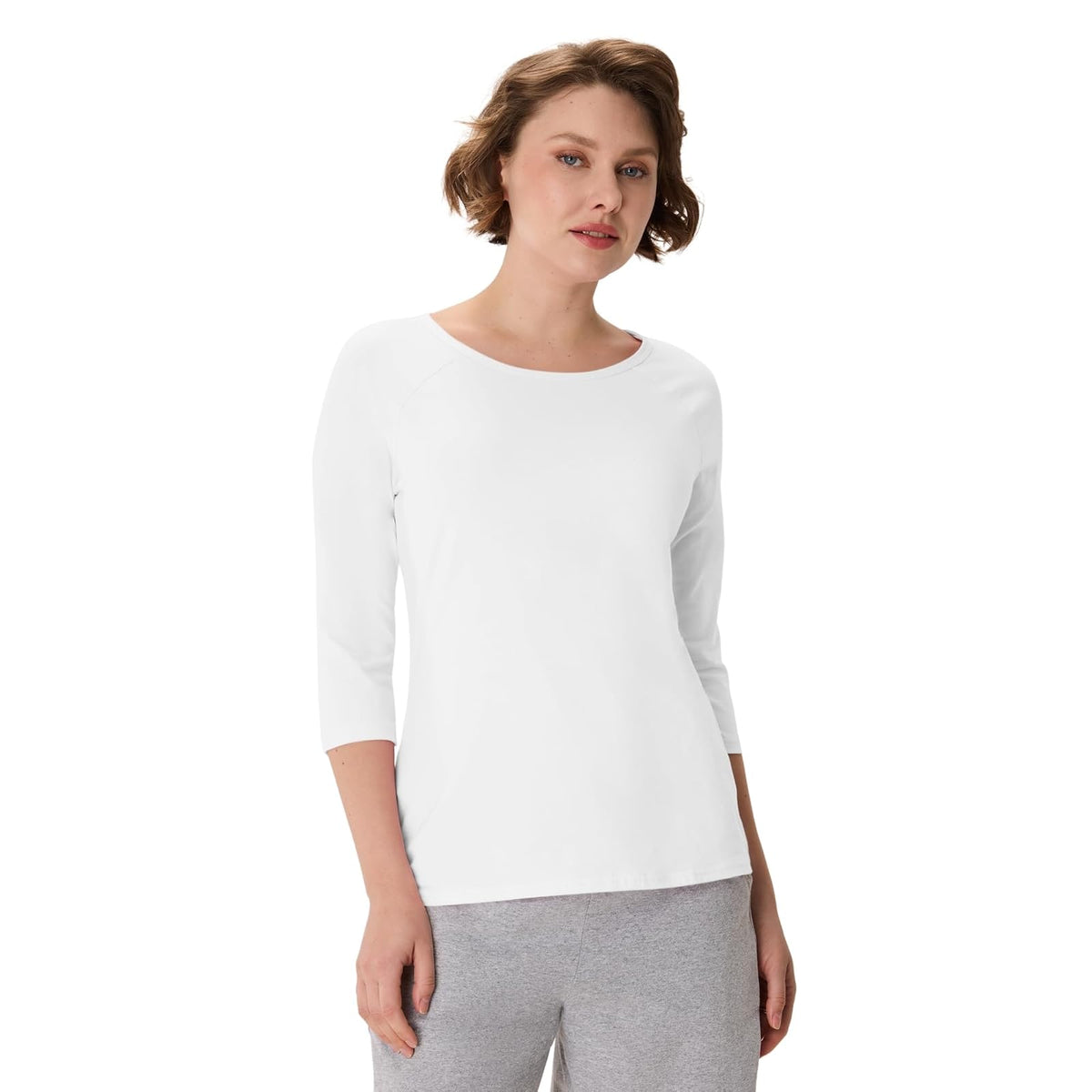 Hanes Playera de Manga raglán de algodón elástico Camisa para Mujer
