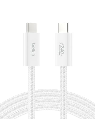 Belkin Cable USB-C a USB-C 2M 240W Carga Rápida Trenzado | iPhone 17, Samsung Galaxy S26, Pixel 10, Airpods, iPad, Nintendo Switch 2, MacBook, Steam Deck, viajes, Chromebook, trenzado