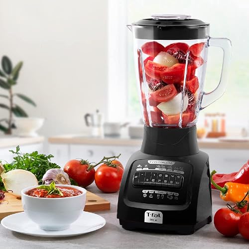T-FAL Licuadora Infiny Force XL 10 velocidades negra | Tritura todo sin dejar trozos, 6 cuchillas de acero inoxidable, 3 veces más eficiente. Capacidad de 2.2 L, 550W. LN8208MX