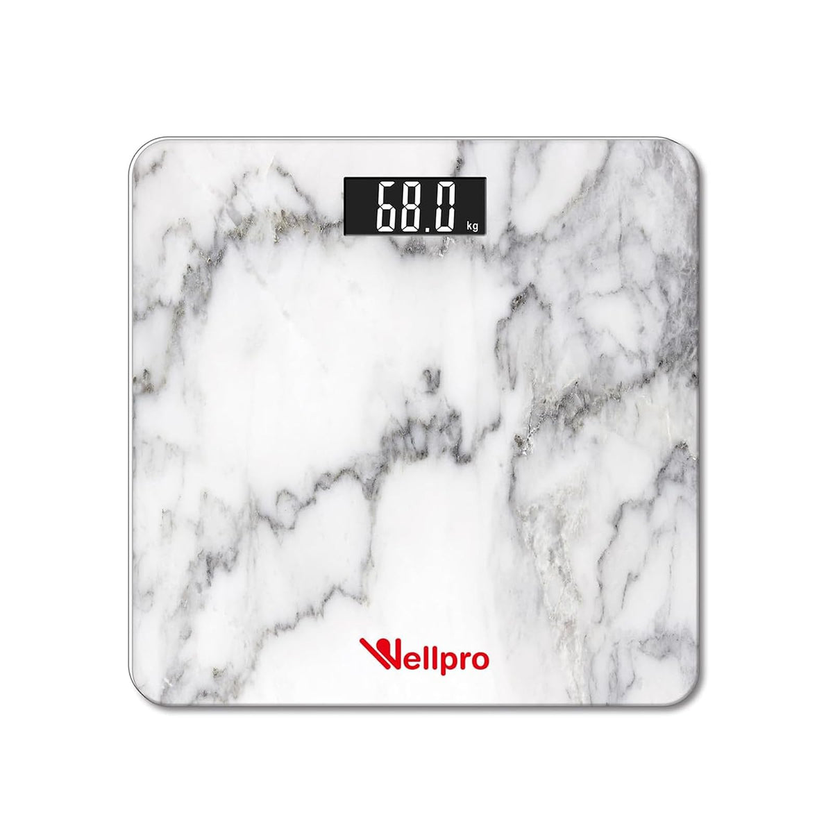 Wellpro Báscula Digital de Vidrio con Pantalla LCD - Marmol