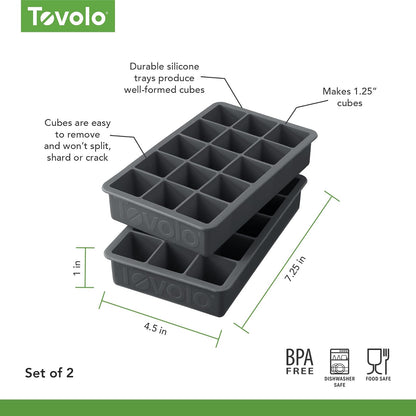 Tovolo Perfect Cube - Juego de 2 charolas para hielo, color rojo, Set de 2, Carbón, Juego de 2, 1