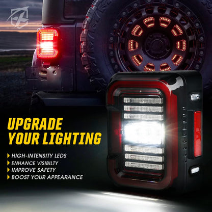 Xprite Luces Traseras LED para Jeep Wrangler JK/JKU 2007-2018, Aprobado DOT, Lente Transparente en C
