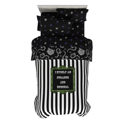Franco Juego de Edredón y Sábanas Snoopy Microfibra - 4 Piece Twin Size - Blanco y negro - Beetlejuice