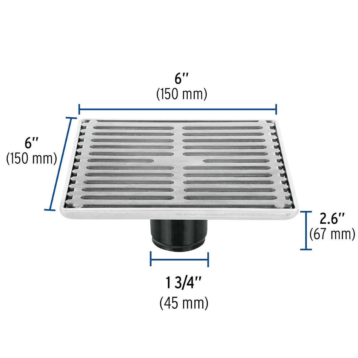 FOSET RS-702, Resumidero acero inoxidable, cuadrado, 6 x 6', Aqua