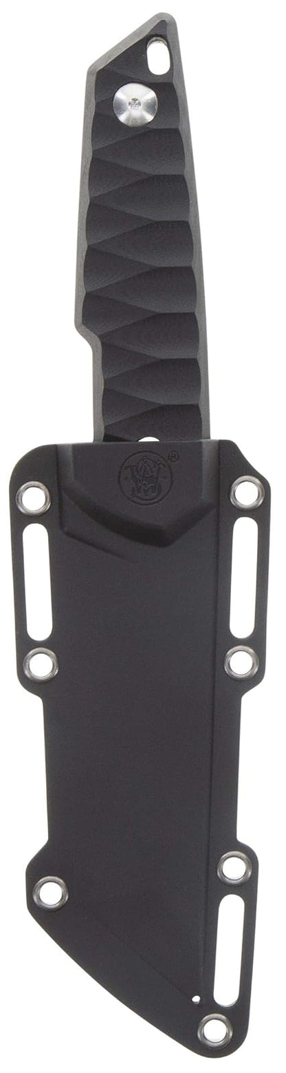 Smith & Wesson Cuchillo de Hoja Fija de Espiga Completa de 24/7 de 8.5 Pulgadas con Hoja Tanto de 4 Pulgadas y Mango G10 con Funda rígida para Exteriores, táctica, Supervivencia y EDC, Negro