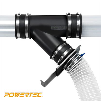 POWERTEC 70149-P6 - Manguito flexible de control de polvo de 4 pulgadas con abrazaderas de manguera de acero, conector de manguera de goma para accesorios de recogida de polvo para carpintería, accesorios de colector de polvo y maquinaria, paquete de 6