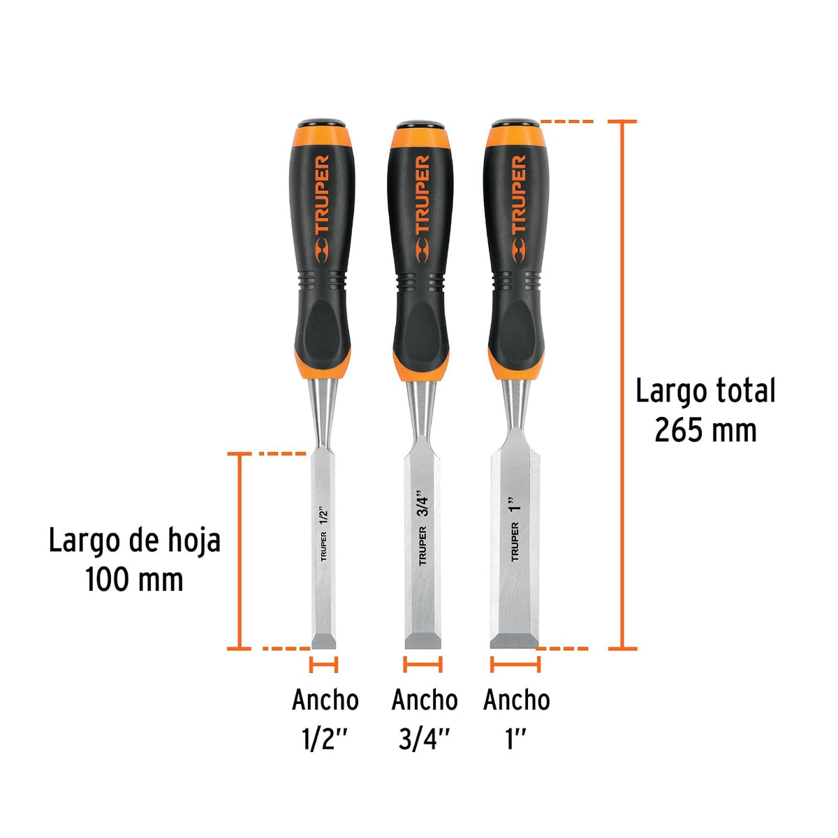 Truper JFT-3 Juego de 3 Formones Truper, color,, pack of/paquete de 1