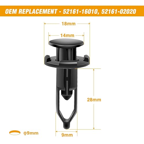 Gooacc Retenedores Tipo Empuje, 6.5/7/9 mm, para Toyota y Lexus, 100 Piezas con Removedor, GRC-79