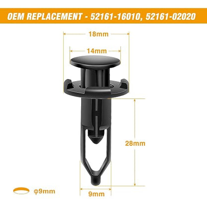 Gooacc Retenedores Tipo Empuje, 6.5/7/9 mm, para Toyota y Lexus, 100 Piezas con Removedor, GRC-79