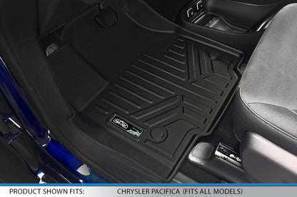 SMARTLINER Juego de tapetes de Piso de Recubrimiento de 3 Filas, Color Negro, para Chrysler Pacifica Solamente para Modelo de 7 pasajeros, 2017-2018 (no para Modelos híbridos)