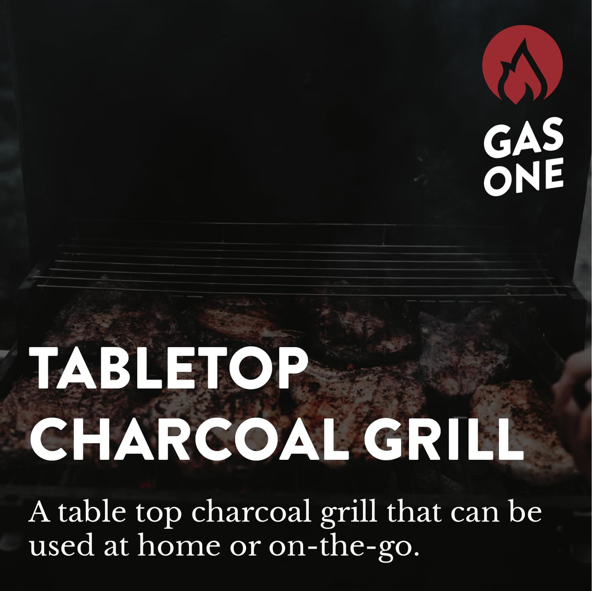 GasOne - Parrilla portátil para barbacoa de mesa, 18 pulgadas, 2 niveles, asas laterales y tapa, parrilla compacta de carbón para picnic y portón trasero