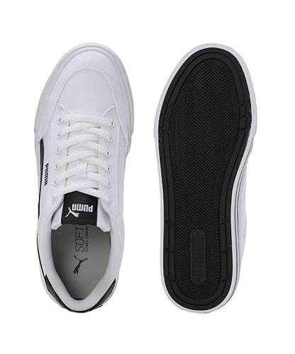 PUMA, Tenis Court Classic Vulcanizado, Unisex, Blanco con Negro, Talla 25,5