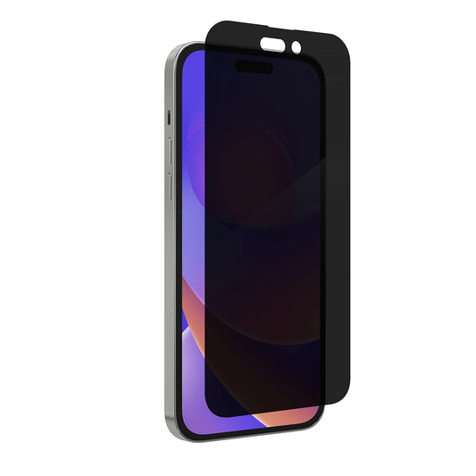ZAGG Invisible Shield Glass Elite Protector de visualización de privacidad para Apple iPhone 14 Pro, filtro de privacidad bidireccional, 4X más fuerte, tecnología antihuellas, fácil de instalar