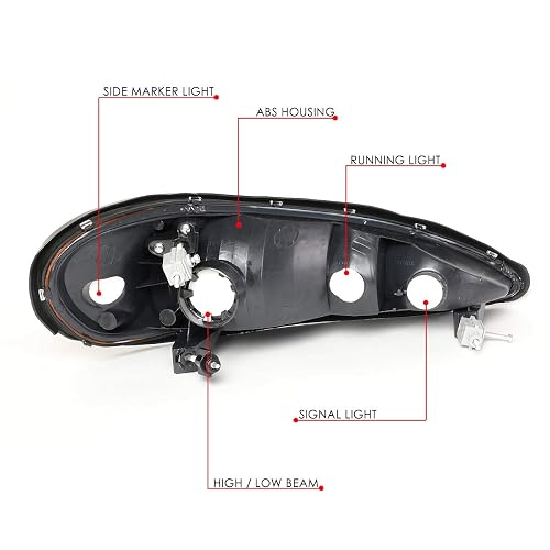 DNA Motoring HL-OH-PGAM99-BK-AM Faros Delanteros Halógeno Ámbar Negro para Pontiac Grand Am