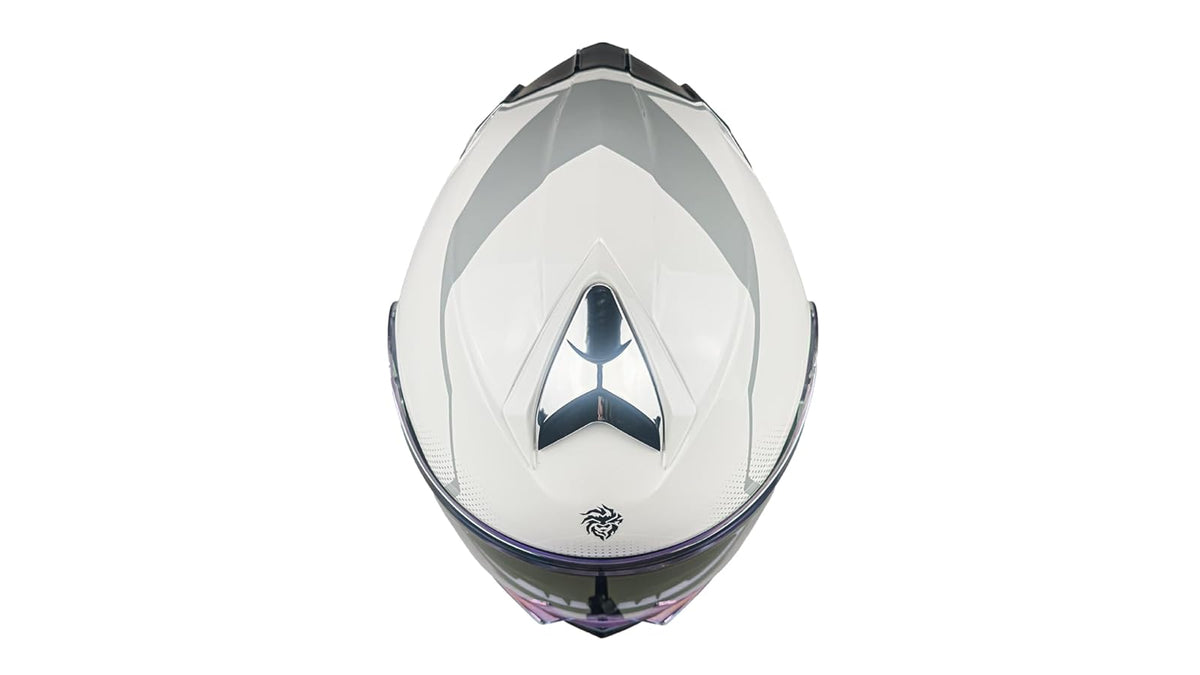 KOV Casco Thunder Waves Blanco ABATIBLE para Moto Certificado Dot