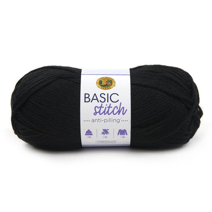 Lion Brand Yarn Basic Stitch - Hilo de punto antibolitas, hilo para ganchillo, 1 paquete, color negro