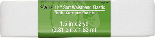 Dritz Notions DRI9577.W - Cintura elástica suave, 3,81 cm, color blanco