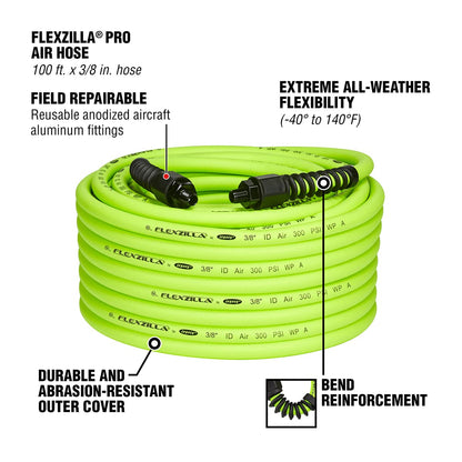 Flexzilla Legacy Pro Manguera de Aire Híbrida HFZP38100YW2, 3/8 in x 100 ft