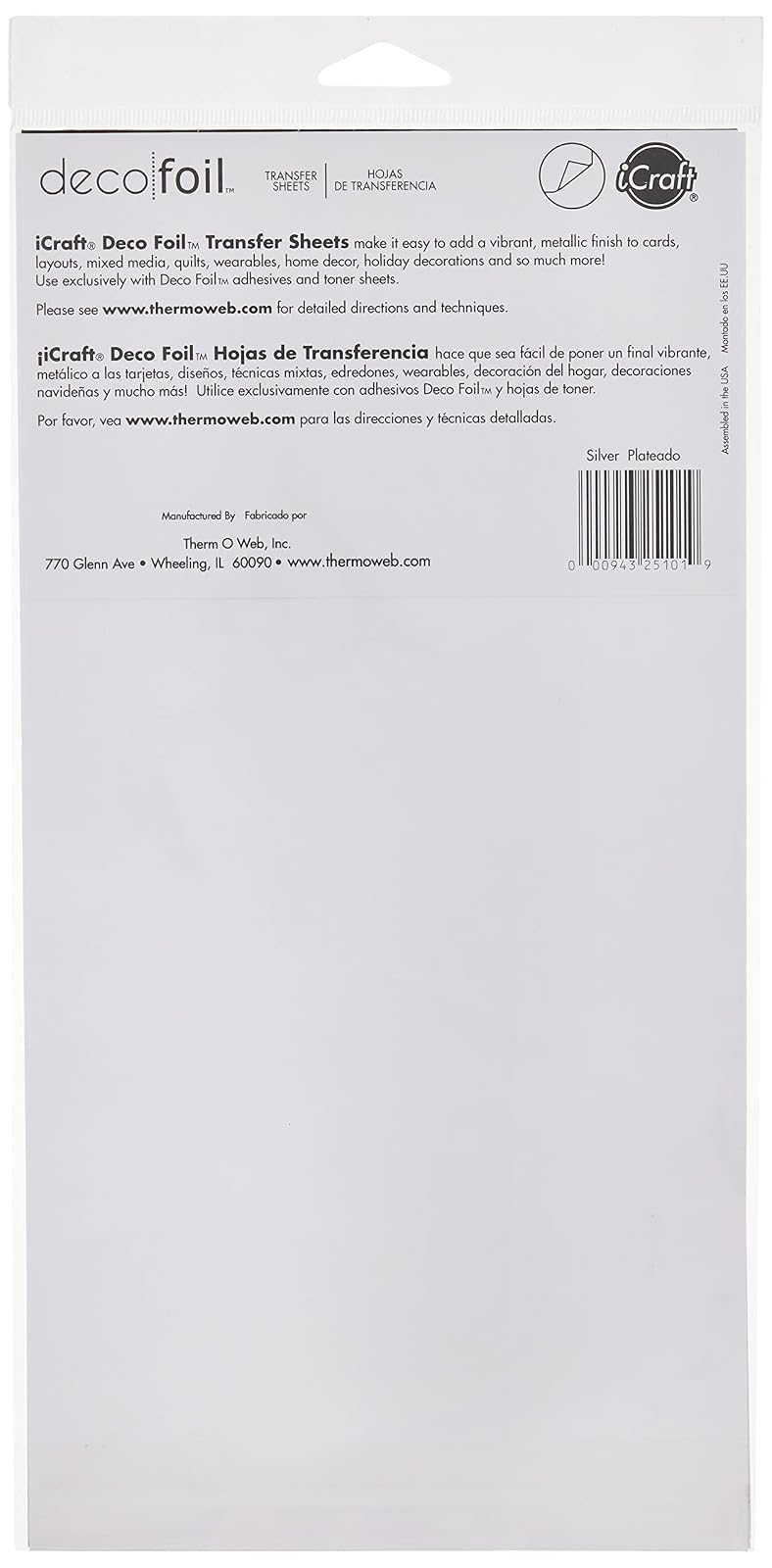 iCraft Deco Foil Transfer Sheets, 6" x 12", Silver, 20 Piece