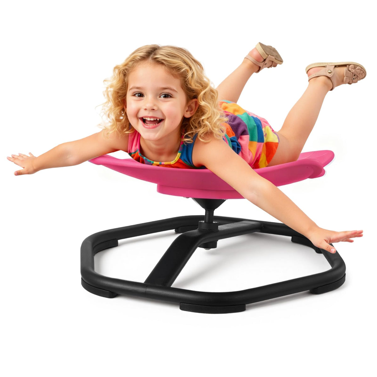 VEVOR Silla Giratoria Infantil Sensorial, Forma de Elefante, hasta 100 kg, con Base Metálica Antideslizante, Favorece la Coordinación, el Equilibrio y la Concentración, Roja, 54 x 54 x 25,5 cm