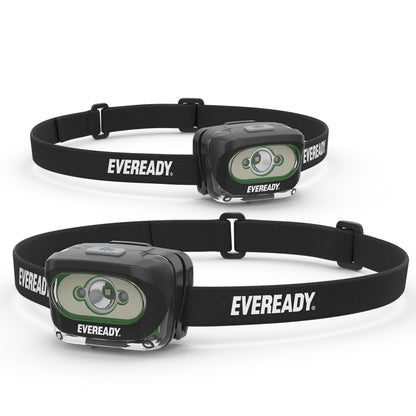 Eveready Faros LED recargables (paquete de 2), IPX4 resistentes al agua para correr, acampar, emergencias, exteriores (cable USB incluido), negro (paquete de 2), ajustable