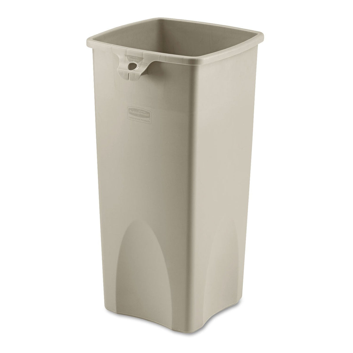 Rubbermaid Commercial Products Untouchable® – Contenedor Cuadrado para Recolección de Residuos, Bote Resistente a Abolladuras y Grietas, Capacidad de hasta 87 L, Beige FG356988BEIG - Contenedor