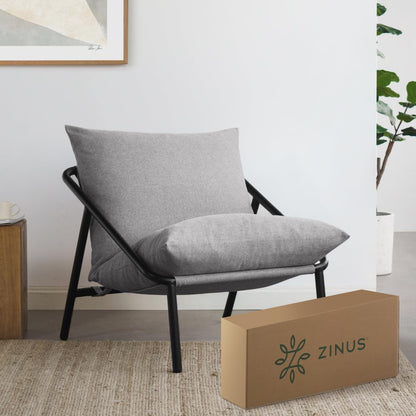 Zinus Ada | Silla de Estructura Metálica Triangular con Cojines de Espuma Color Gris Claro y de Fácil Armado | Garantía de 1 año