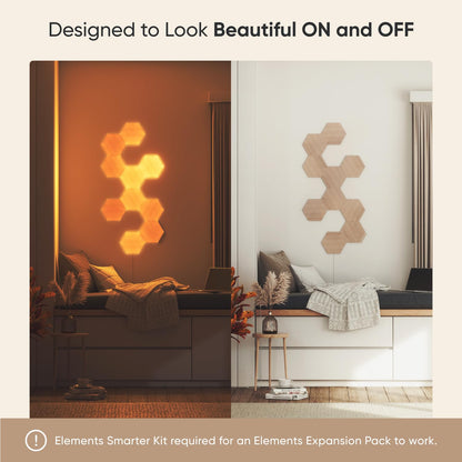 Nanoleaf Elements - Kit de expansión de iluminación LED inteligente con 3 hexágonos de aspecto madera