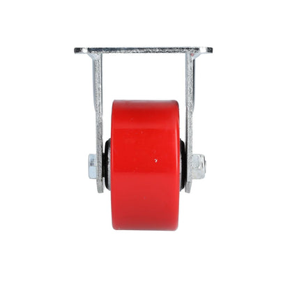 Surtek RP10F Rodaja de fierro con poliuretano rojo fija 4"