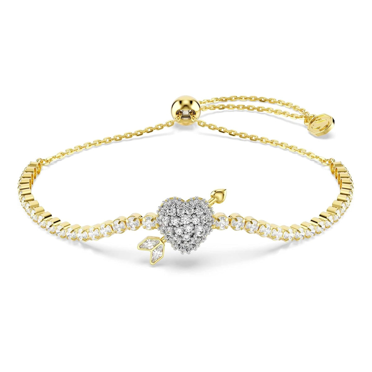 Pulsera Swarovski Idyllia, Corazón con flecha, Blanco, Oro-tSwarovski Un baño