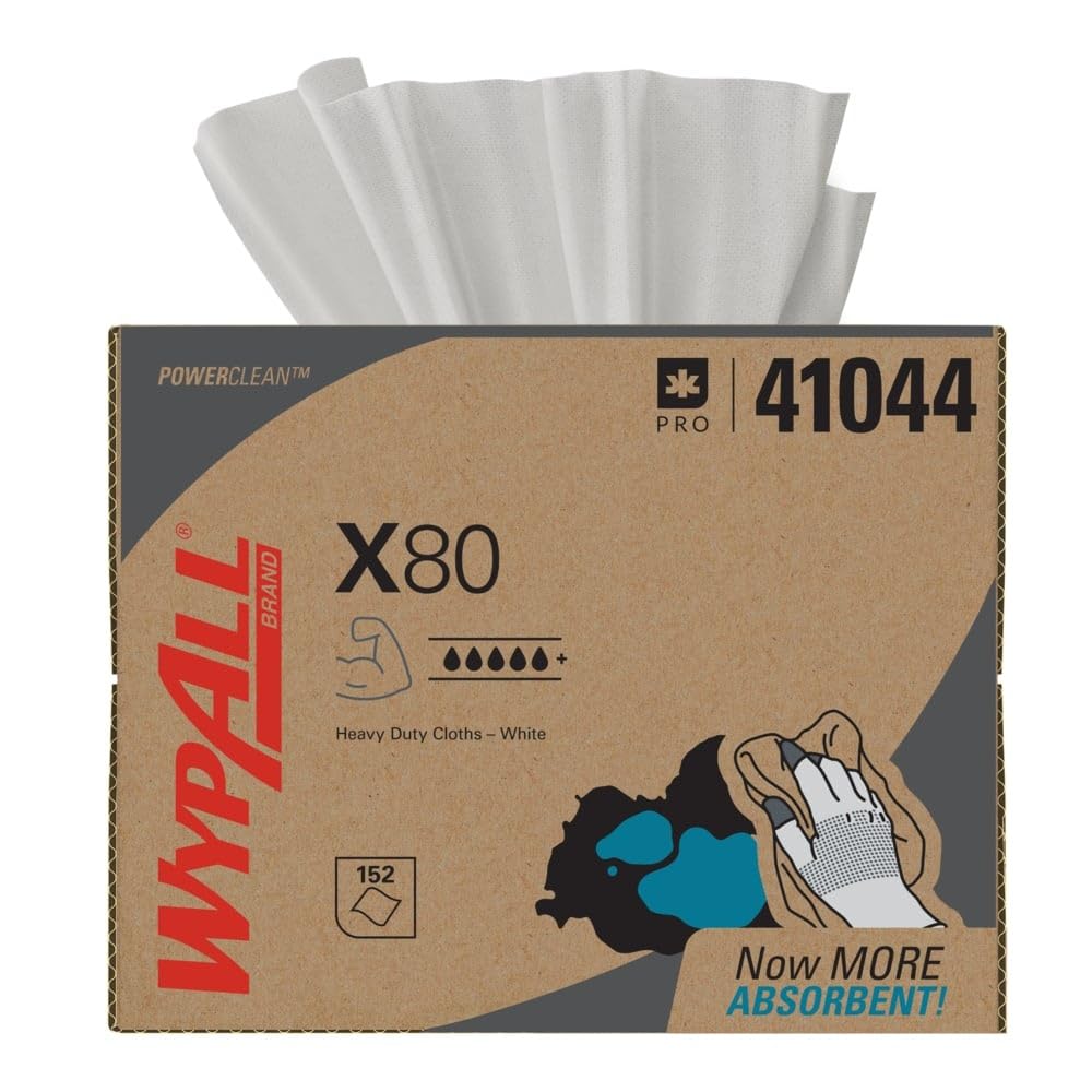 Wypall X80 Reusable Wipes (41044), Extended Use Wipers BRAG Box Format, White, 160 Sheets / Box; 1 Box / Case
