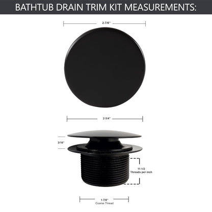 WestBrass MPSM - Tapón de drenaje para tina (1-1/2", rosca gruesa, con placa frontal flotante), Europeo, Negro mate