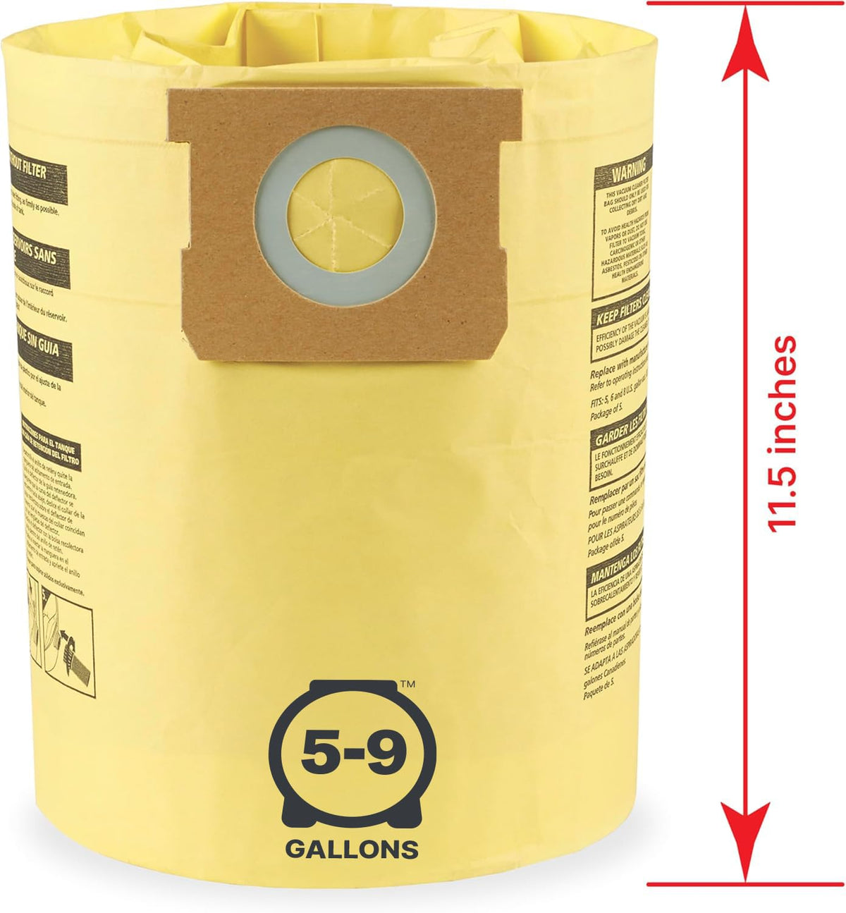 Shop-Vac 9067100 Genuine Type H 5-to-8-Gallon High-Efficiency Disposable Collection Filter Bag 2-Pack