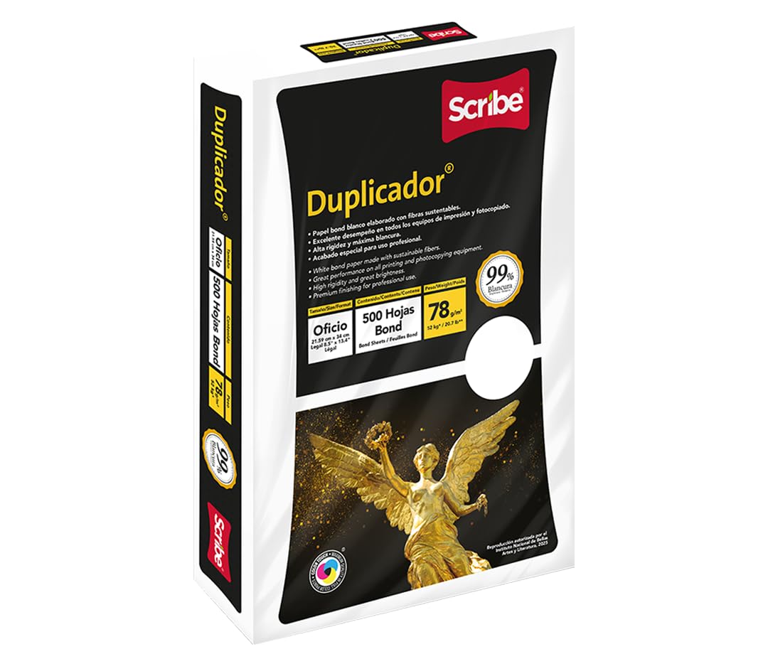Scribe, Duplicador®, Papel Bond, Tamaño Oficio, 78 g/m², Paquete 500 hojas, Color Blanco