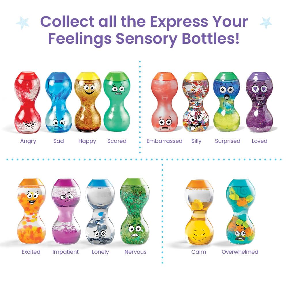 hand2mind Express Your Feelings - Botellas sensoriales de emociones secundarias II